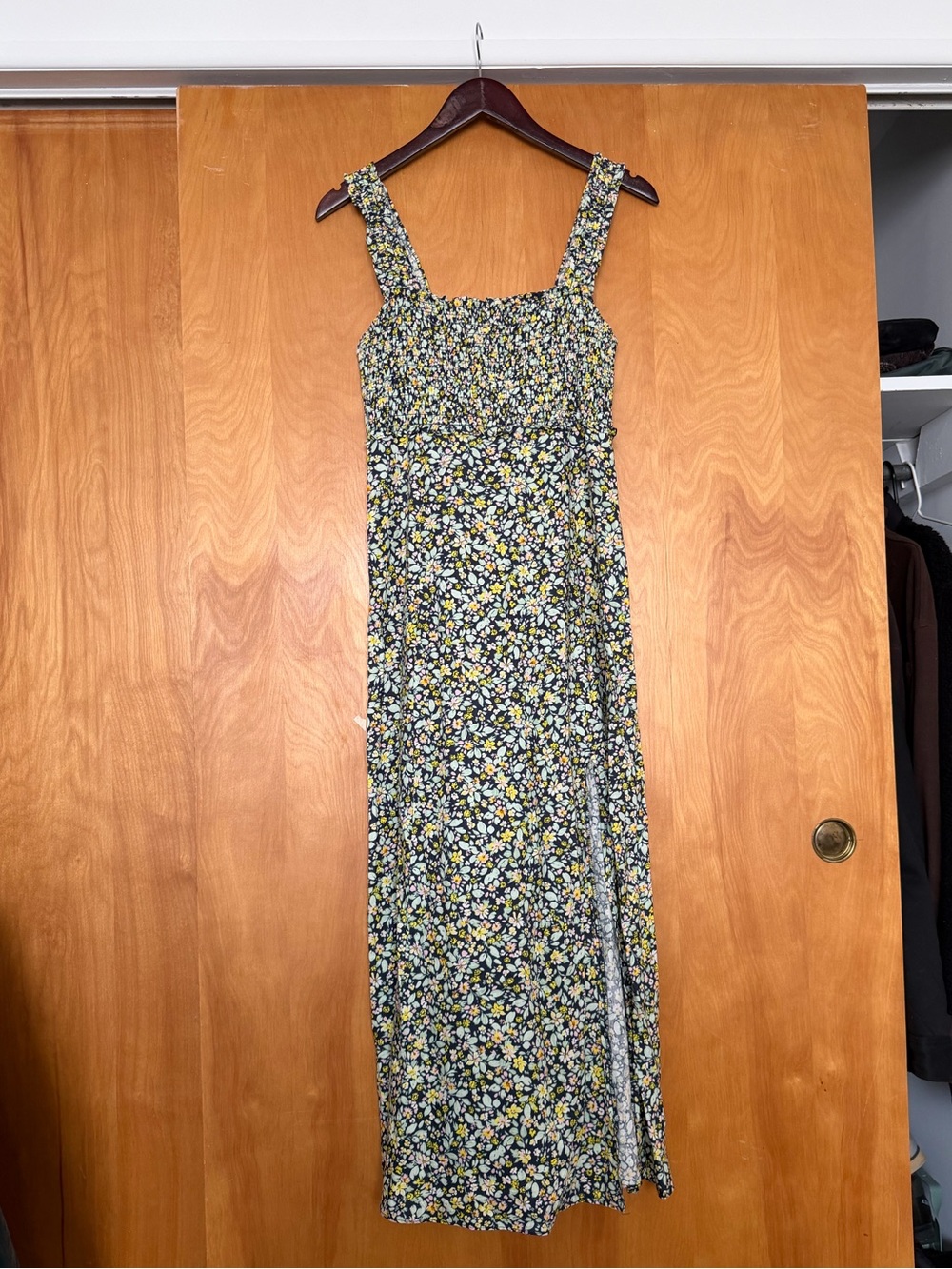 Zara Black Maxi Dress with Yellow Floral Print
